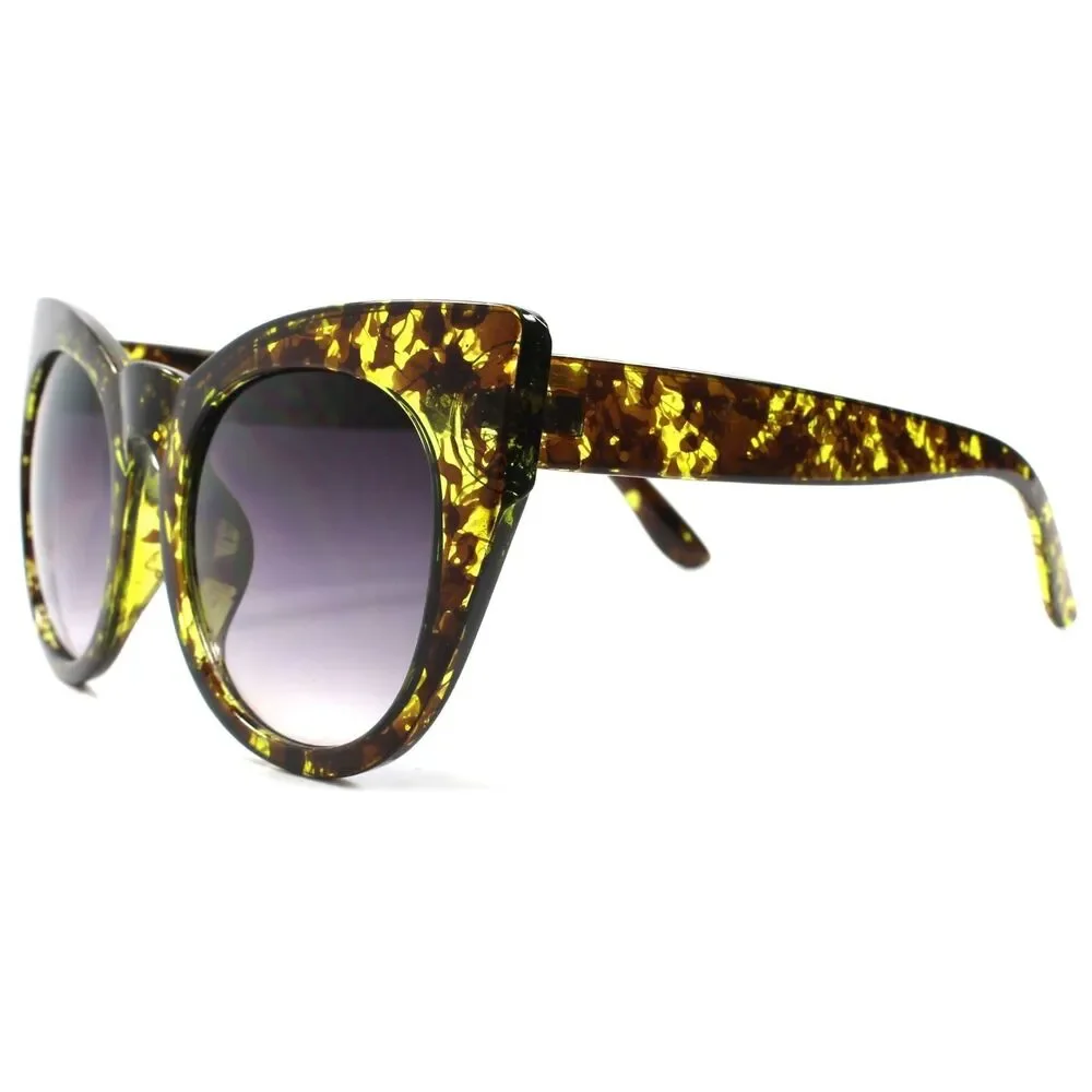 Classic Retro Fashion Brown Hot Womens Vintage Inspired Cat Eye Frame Sunglasses